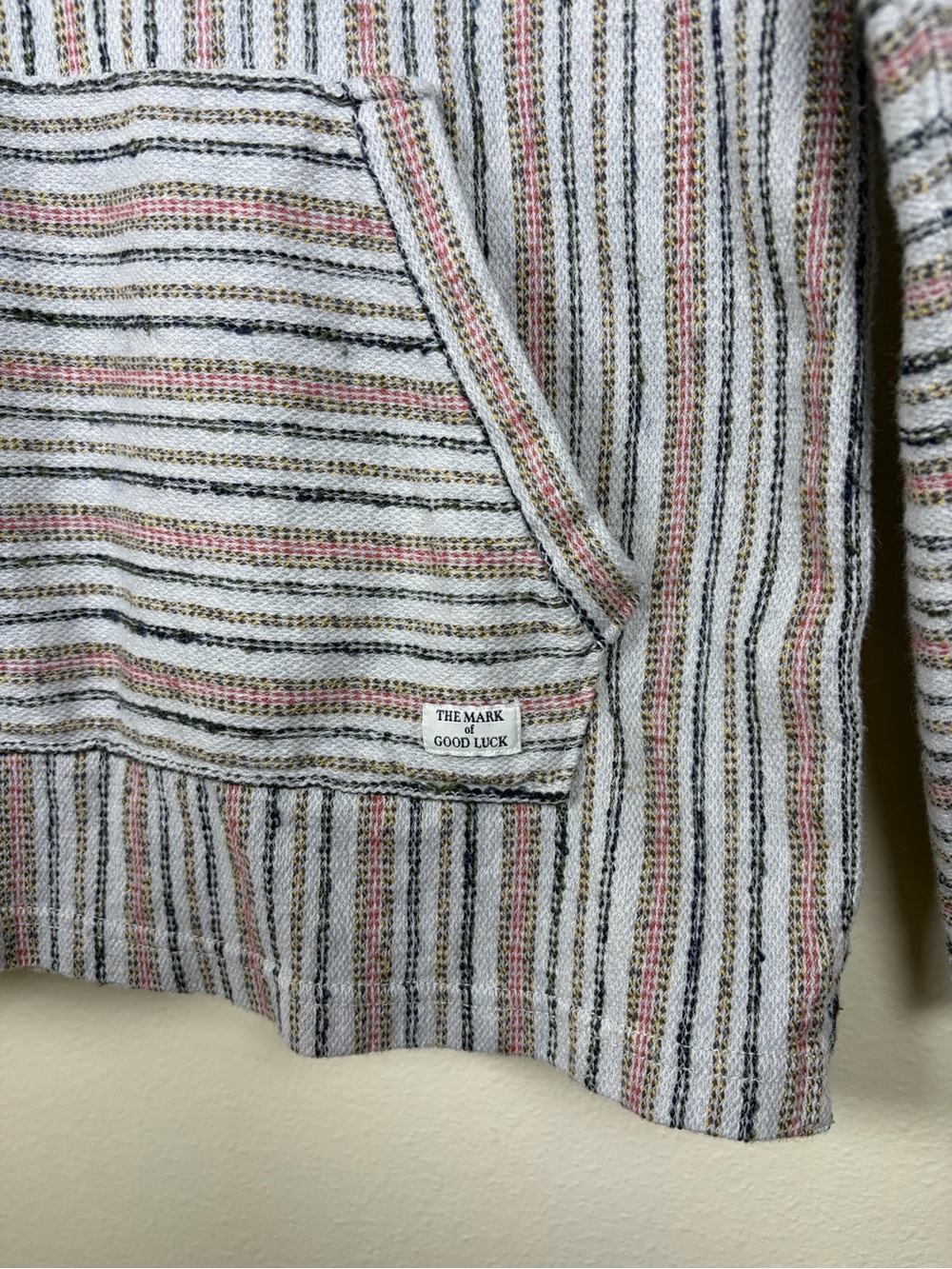 Lucky Brand Baja Striped Pullover Hoodie Men’s Medium Gray Cotton Blend - Picture 3 of 11